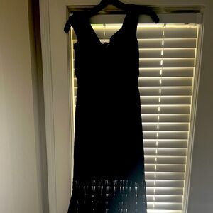 Black Bandage bodice, herve leger dress with black chiffon bottom, maxi dress